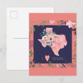  Floral I Love Texas State Map Briefkaart (Voorkant / Achterkant)