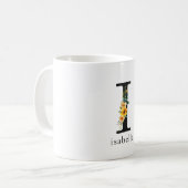 Floral I Monogram Mok met bewerkbare naam (Voorkant links)