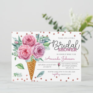 Floral Ice Cream Bouquet Bridal Shower Kaart