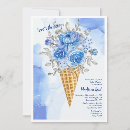 Floral Ice Cream Cone Baby shower Kaart (Voorkant)