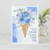 Floral Ice Cream Cone Baby shower Kaart (Staand voorkant)