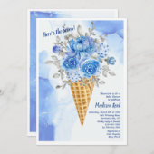Floral Ice Cream Cone Baby shower Kaart (Voorkant / Achterkant)