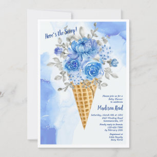 Floral Ice Cream Cone Baby shower Kaart