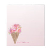 Floral Ice Cream Cone Hier is de Scoop Notitieblok (Voorkant)