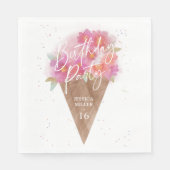 Floral Ice Cream Cone Verjaardagsfeest Servet (Voorkant)
