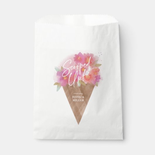 Floral Ice Cream Cone Vrijgezellenfeest geschept Bedankzakje (Voorkant)