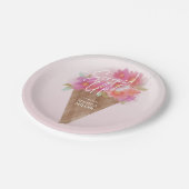 Floral Ice Cream Cone Vrijgezellenfeest geschept Papieren Bordje (Gekanteld)