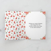 Floral Ice Schaats Red Merry Christmas Feestdagen Kaart (Binnen)