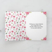 Floral Ice Schaats Roze Vrolijk Kerstfeest Feestdagen Kaart (Binnen)