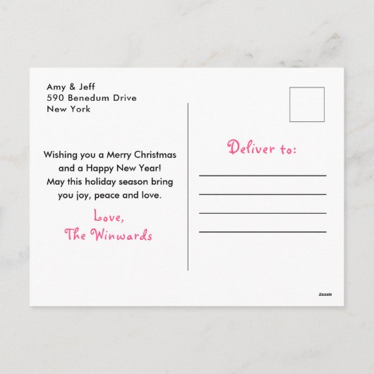 Floral Ice Schaats Roze Vrolijk Kerstfeest Feestdagenkaart (Achterkant)