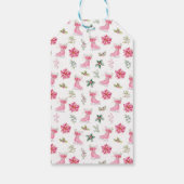 Floral Ice Skate Pink Merry Christmas Cadeaulabel (Achterkant)