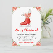 Floral Ice Skate Red Merry Christmas Feestdagenkaart (Staand voorkant)