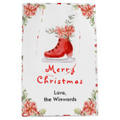 Floral Ice Skate Red Merry Christmas Medium Cadeauzakje (Voorkant)