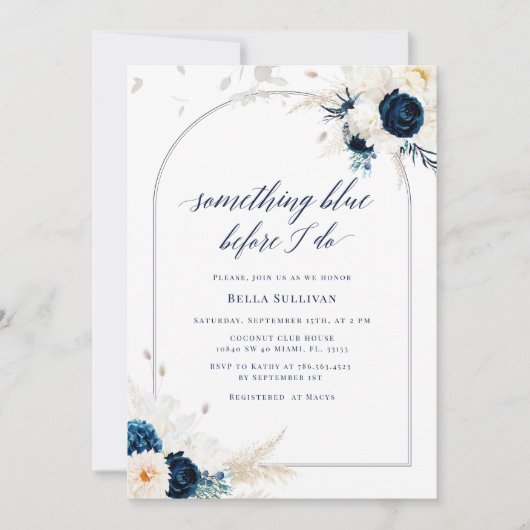 Floral Iets Blauw Vrijgezellenfeest Kaart (Voorkant)