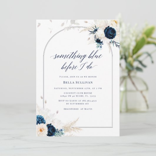 Floral Iets Blauw Vrijgezellenfeest Kaart (Staand voorkant)