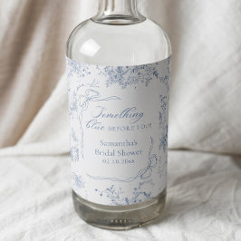 Floral Iets Blauw Vrijgezellenfeest Likeurfles Etiket