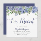 Floral ik heb het nieuwe adres Blauwe Rustic Beweg Aankondiging (Voorkant / Achterkant)