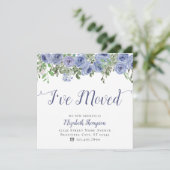 Floral ik heb het nieuwe adres Blauwe Rustic Beweg Aankondiging (Staand voorkant)
