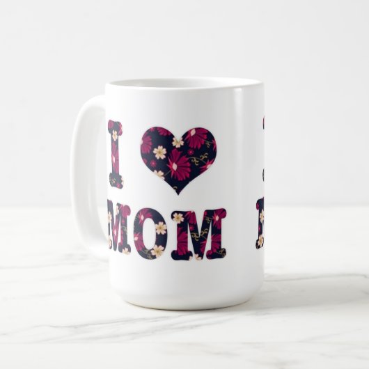 Floral Ik Hou van Mam Koffiemok (Voorkant links)