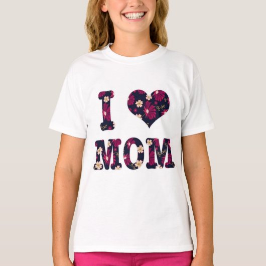 Floral Ik Hou van Mam T-shirt (Voorkant)