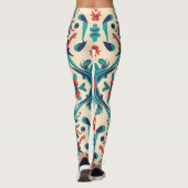 Floral Ikat Tegels Design Leggings (Achterkant)
