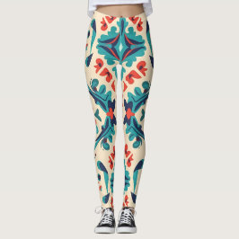 Floral Ikat Tegels Design Leggings