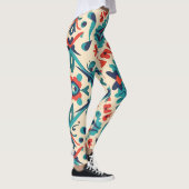 Floral Ikat Tegels Design Leggings (Rechts)