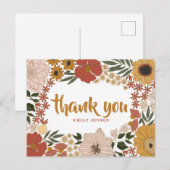 Floral Illustratie Dank u Briefkaart (Voorkant / Achterkant)