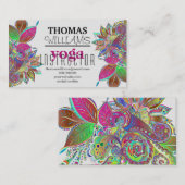 Floral illustratie yoga instructeur Mandala Henna  Visitekaartje (Voorkant / Achterkant)