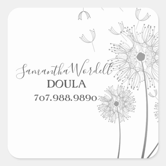Floral Illustration Birth Doula of Midechtgenote B Vierkante Sticker (Voorkant)