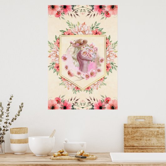 Floral Illustration, Lady of Spring Poster (Keuken)