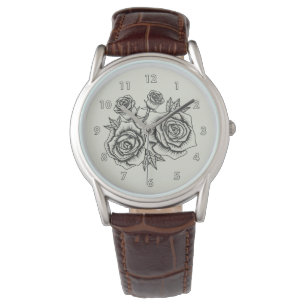  Floral Illustration of a Roos Flower Horloge