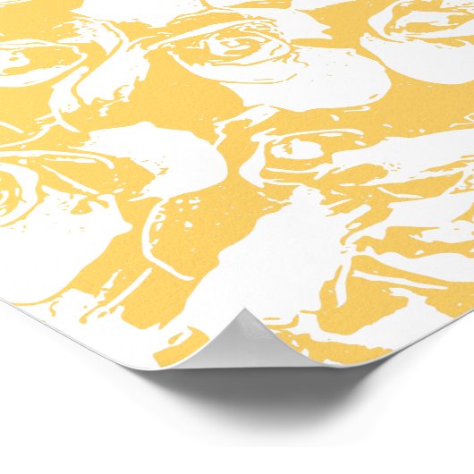  Floral Illustration Pattern in Yellow Poster (Hoek)