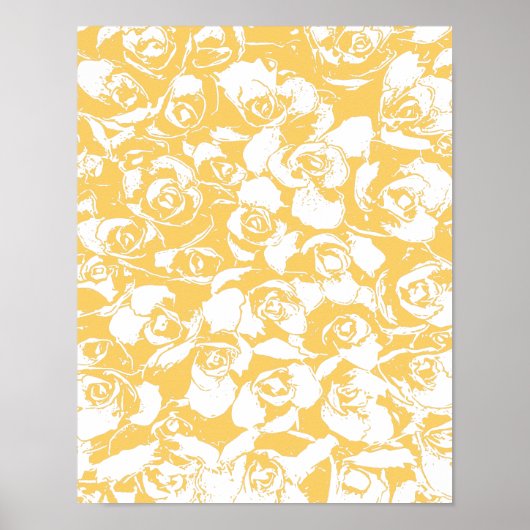  Floral Illustration Pattern in Yellow Poster (Voorkant)