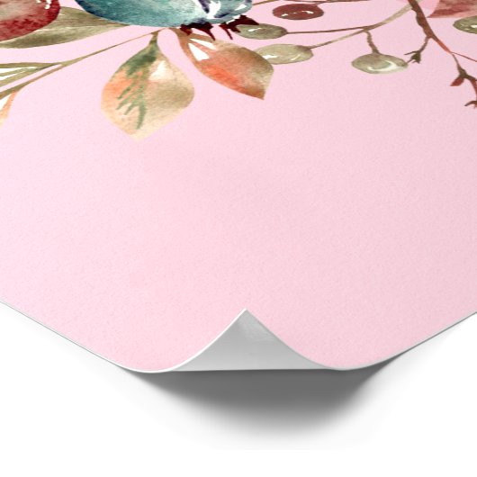 Floral Illustration, Pink Floral Wreath Poster (Hoek)