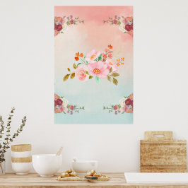 Floral Illustration Waterverf Flourishing Flowers Poster