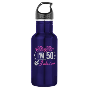 floral im 50 jaar oud en geweldig gezegde waterfles 