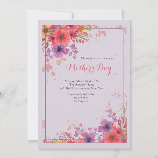 Floral Impression Invitation Kaart (Voorkant)