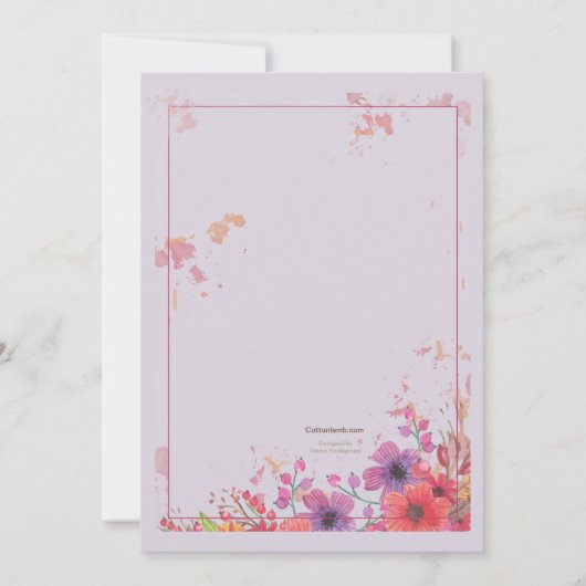 Floral Impression Invitation Kaart (Achterkant)