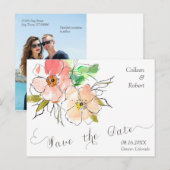 Floral Impressions Foto slaat de datum van het huw Aankondigingskaart (Voorkant / Achterkant)