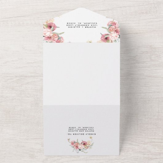 Floral in één weddenschap all in one uitnodiging (Buitenkant)