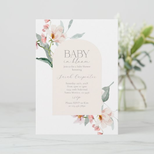 Floral in het Baby shower Bloom Girl Invitation Kaart (Staand voorkant)