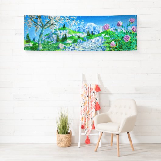 Floral in het berglandschap spandoek (Insitu)