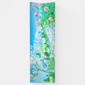 Floral in het berglandschap spandoek (Verticaal)