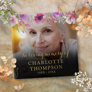 Floral in Loing Memory Funeral Photo Vierkante Button 5,1 Cm
