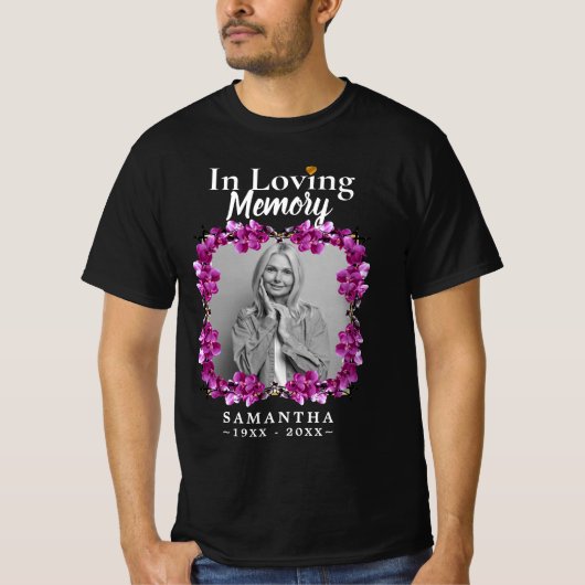 Floral in Loving Memory Foto verlies moeder T-shirt (Voorkant)