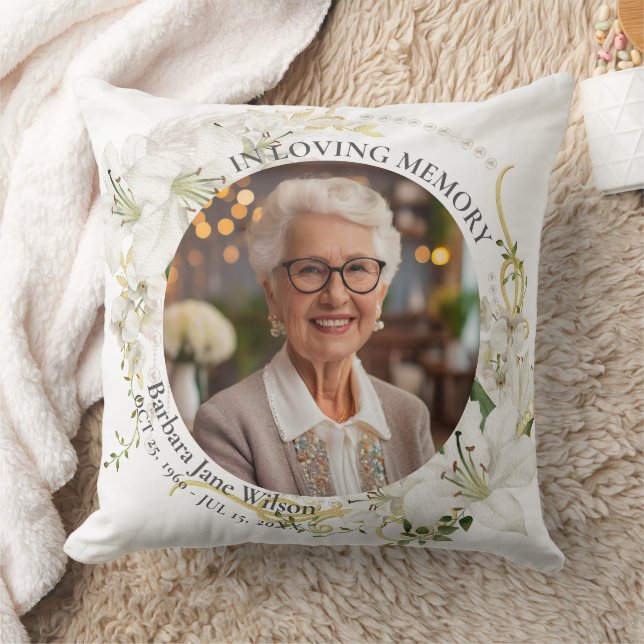 Floral In Loving Memory Memorial Funeral Keepsake Kussen (Deken)
