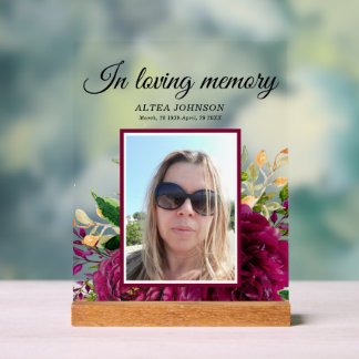 Floral In loving memory sign Tabletop Plaque Acryl Bord