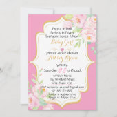 Floral  in roze Baby shower Kaart (Voorkant)