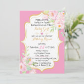 Floral  in roze Baby shower Kaart (Staand voorkant)